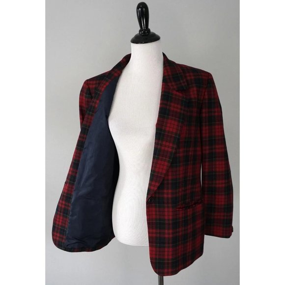 Pendleton Womens Red Plaid Tartan Wool Blazer Jacket Sport Coat Size 10 - Picture 4 of 5